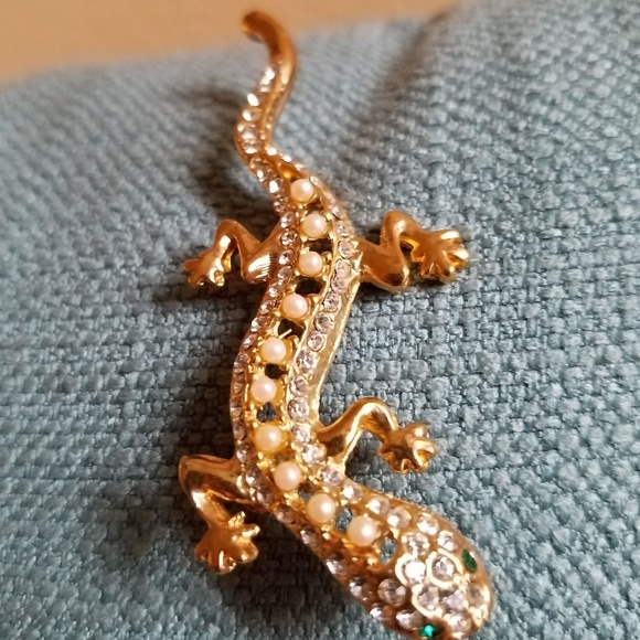 VINTAGE 🦎Green Eyed Bling Lizard/Gecko/Iguana🦎 - Picture 3 of 6